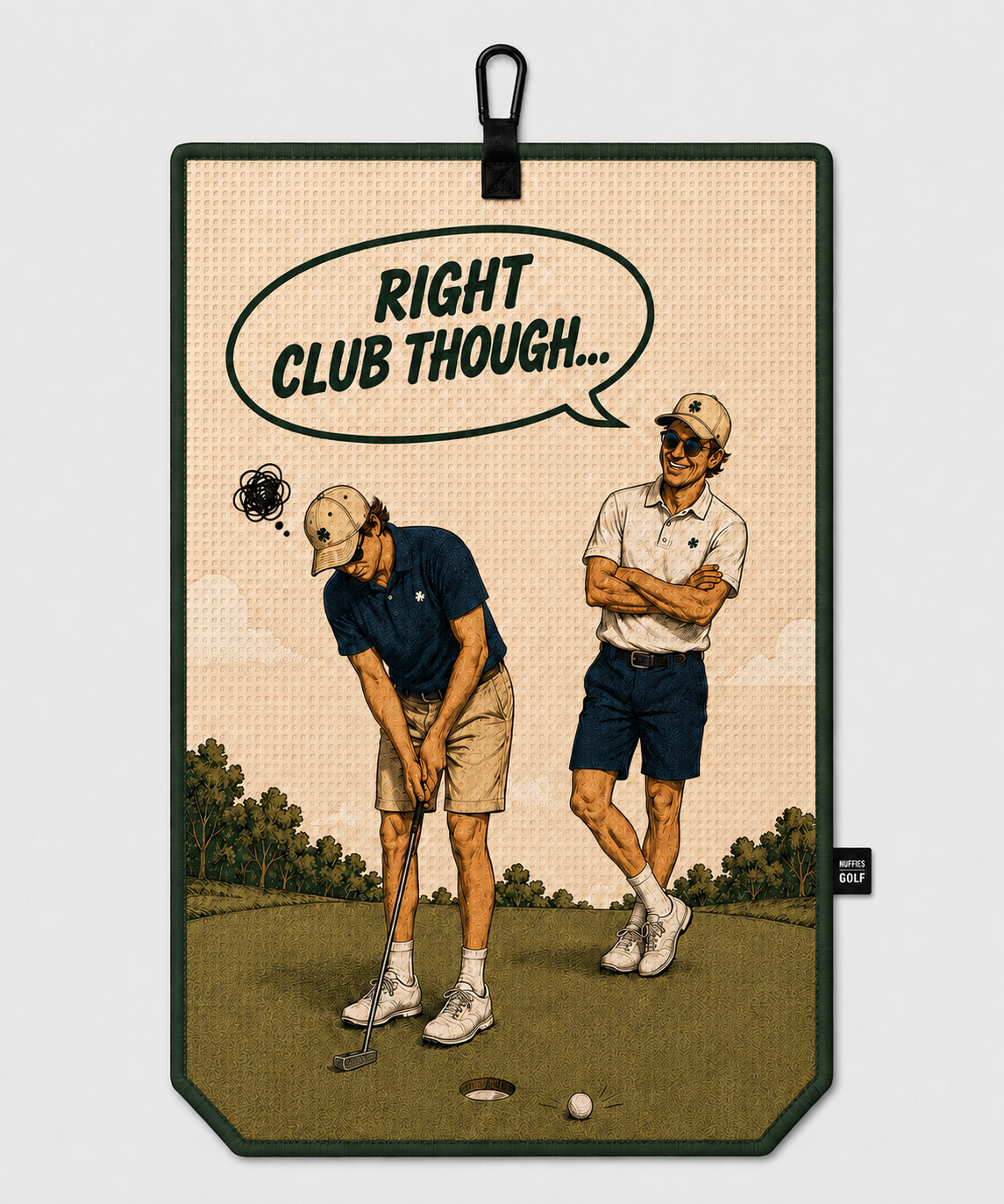 Right Club Though magnetic golf towel by Nuffies Golf