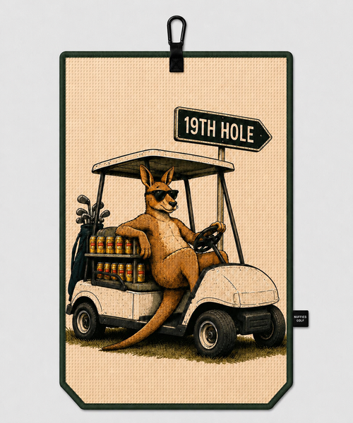 19th Hole magnetic golf towel by Nuffies Golf